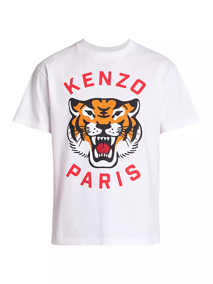 Футболка оверсайз Lucky Tiger Kenzo, цвет off white