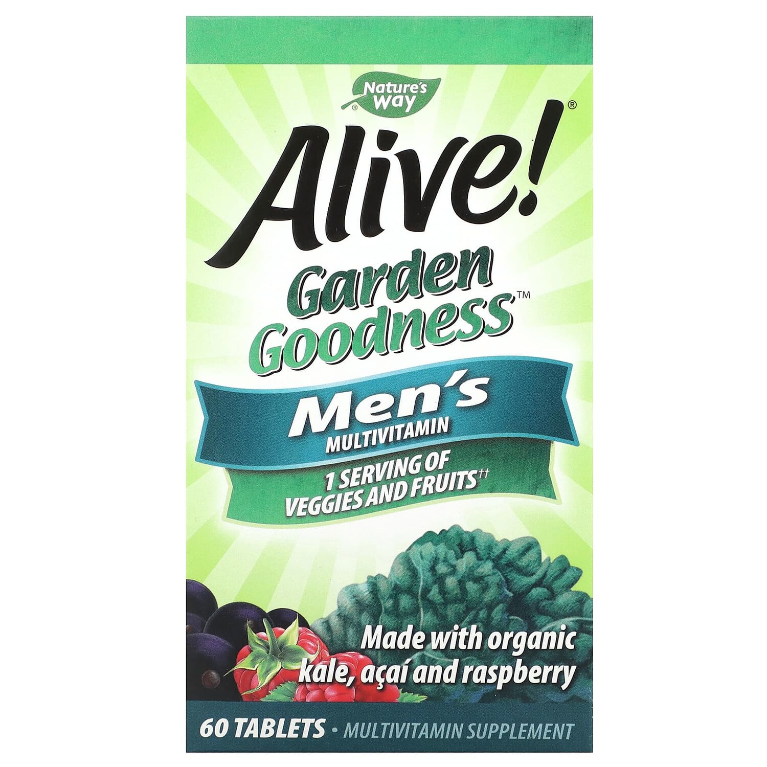 

Alive! Garden Goodness, мультивитамины для мужчин, 60 таблеток, Nature's Way