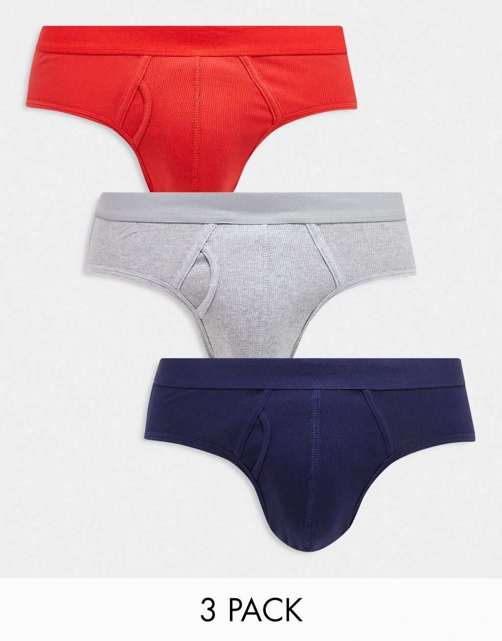 

Комплект из трех трусов ASOS DESIGN красного, темно-синего и серого цветов