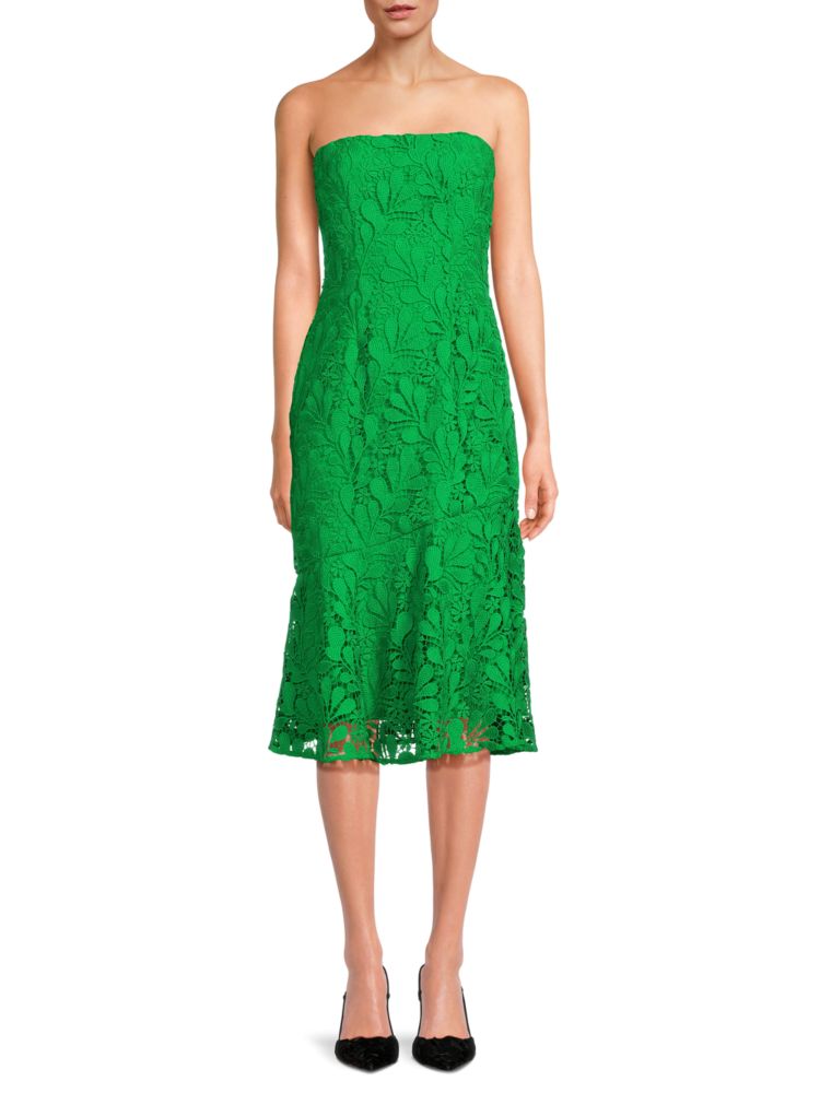 Кружевное однотонное платье миди Amabelle Amur, зеленый платье amur kayleigh зеленый