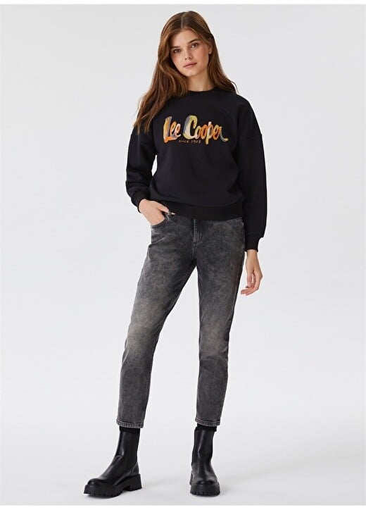 

Черная женская толстовка с круглым вырезом и принтом Lee Cooper, Черный