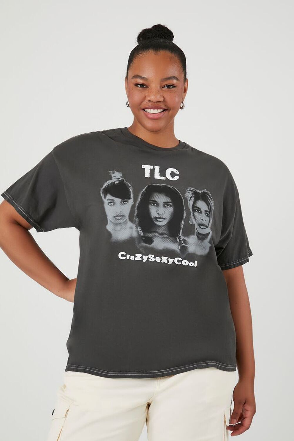 

Футболка размера плюс TLC CrazySexyCool Forever 21, угольный