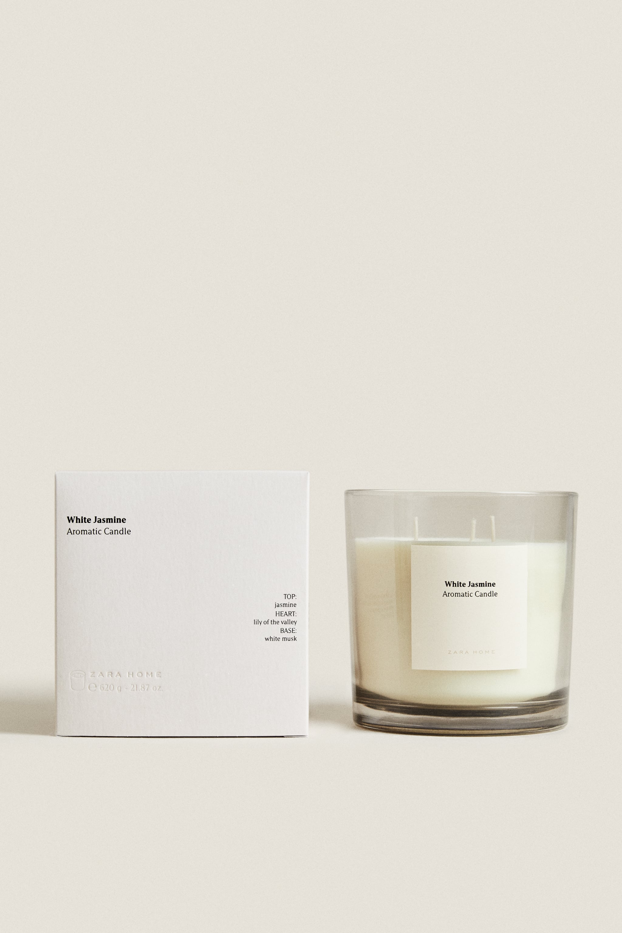 (620 г) ароматическая свеча белый жасмин Zara, белый цена и фото