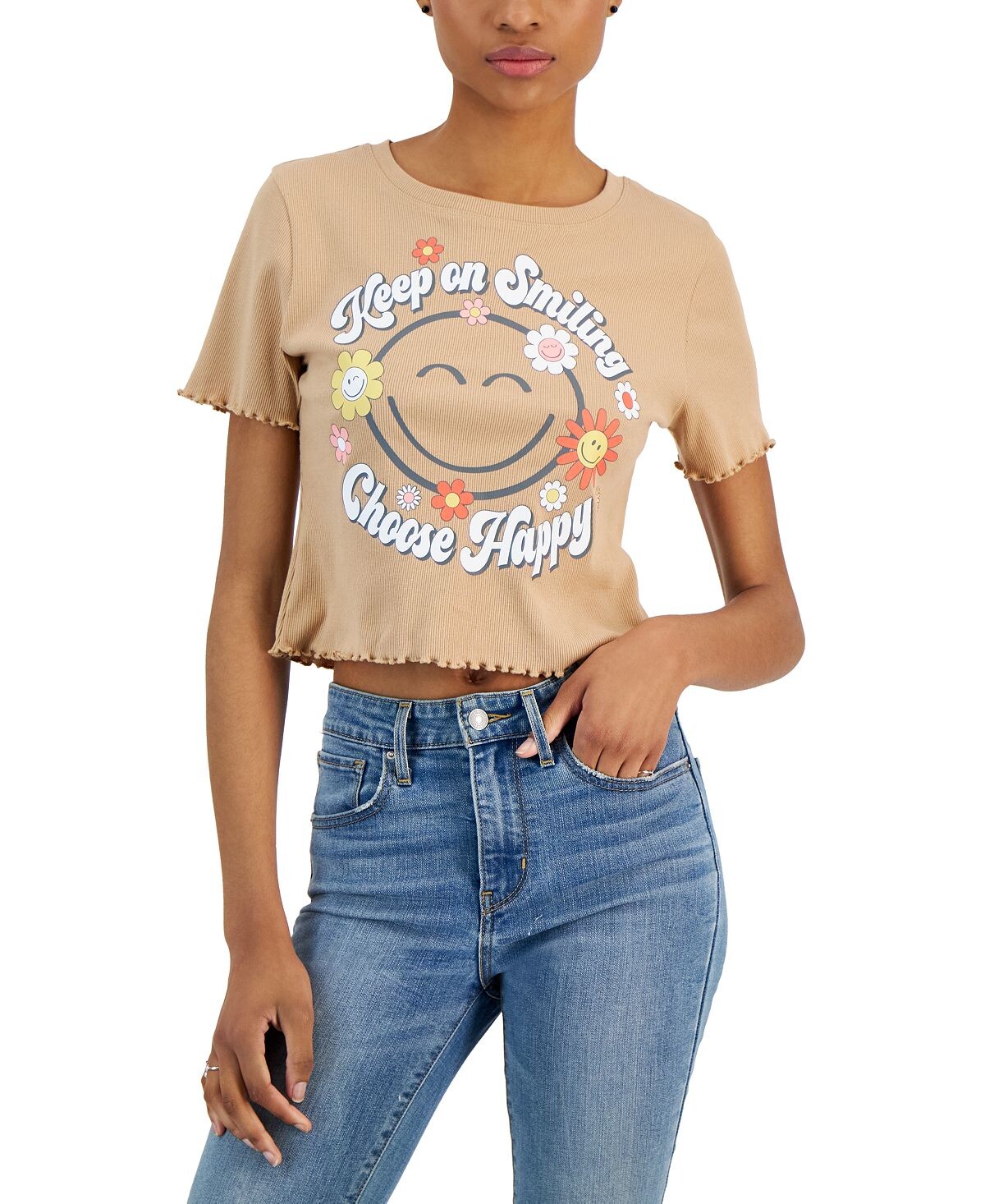 

Футболка с салатовой кромкой для юниоров Keep On Smiling SmileyWorld, Зеленый