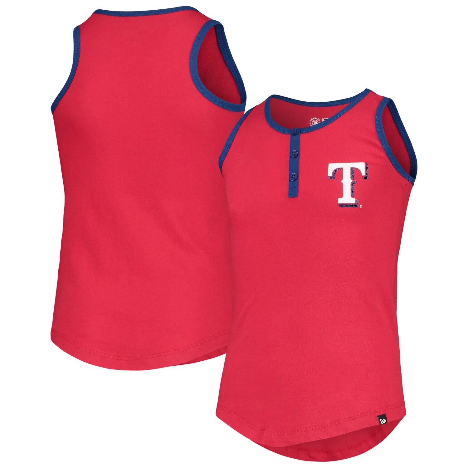 

Красная майка Henley для девочек и молодежи New Era Texas Rangers New Era