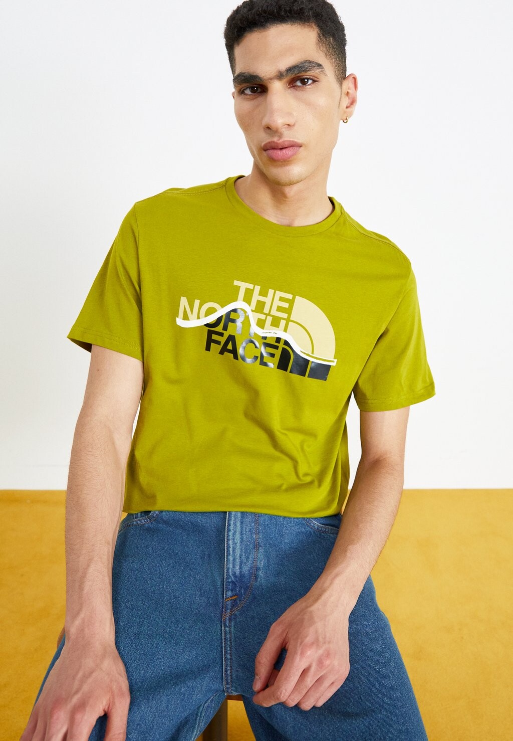 

Футболка с принтом MOUNTAIN LINE TEE The North Face, зеленый, Желтый, Футболка с принтом MOUNTAIN LINE TEE The North Face, зеленый