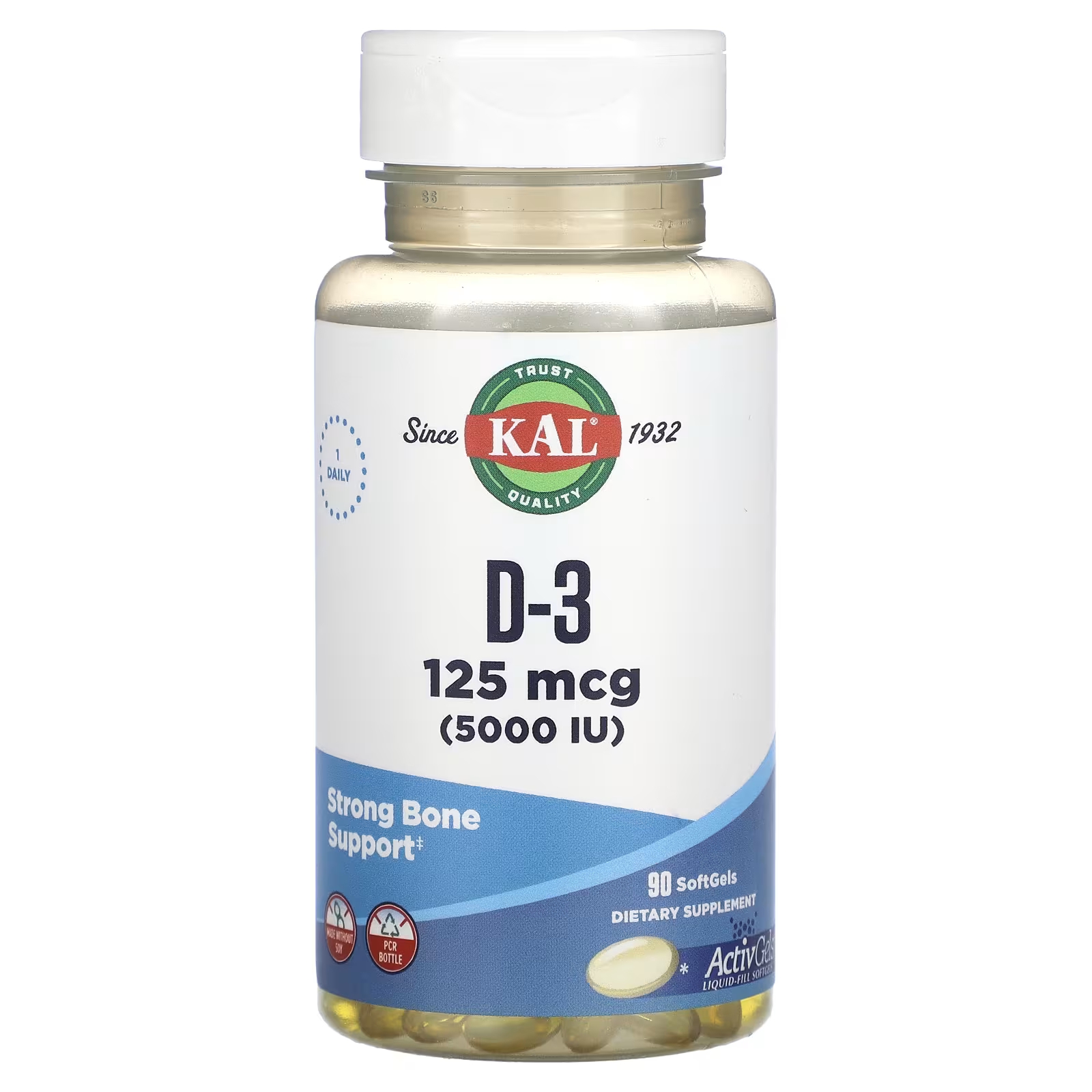 KAL D-3 125 мкг (5000 МЕ) 90 мягких таблеток now foods vitamin a 10 000 iu 100 softgels