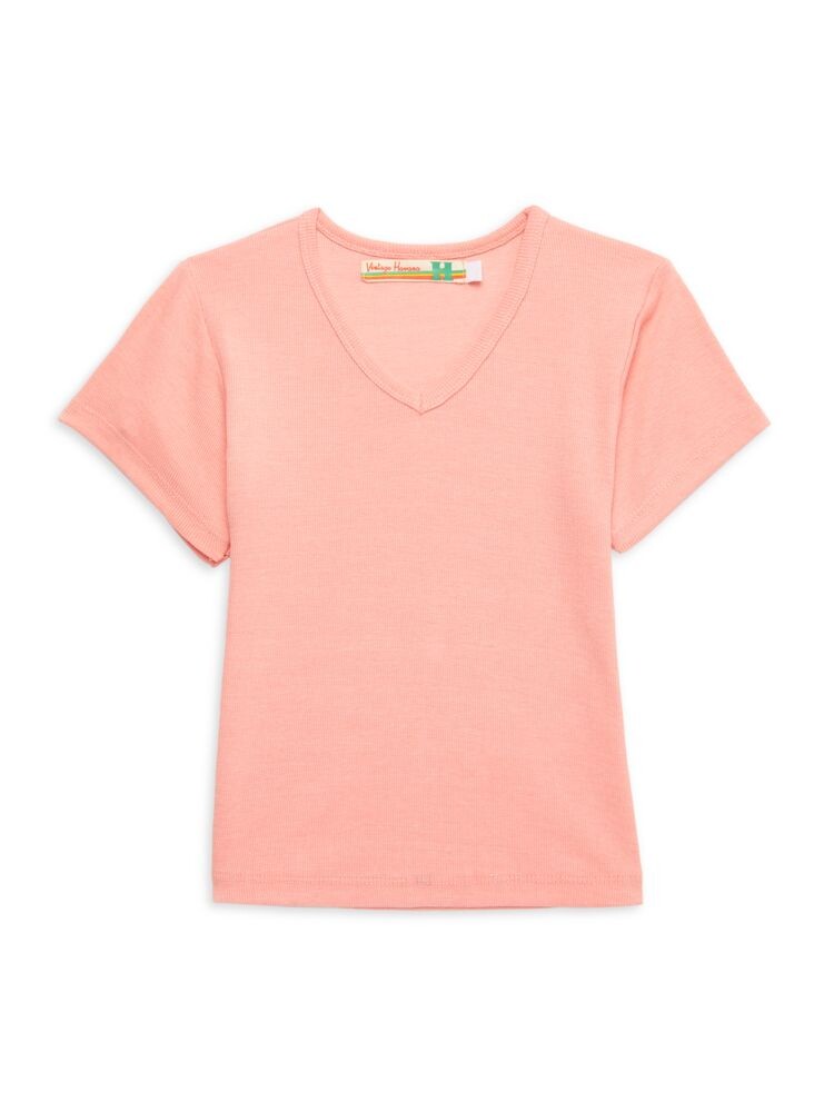 

Футболка в рубчик с V-образным вырезом для девочек Vintage Havana, цвет Light Coral