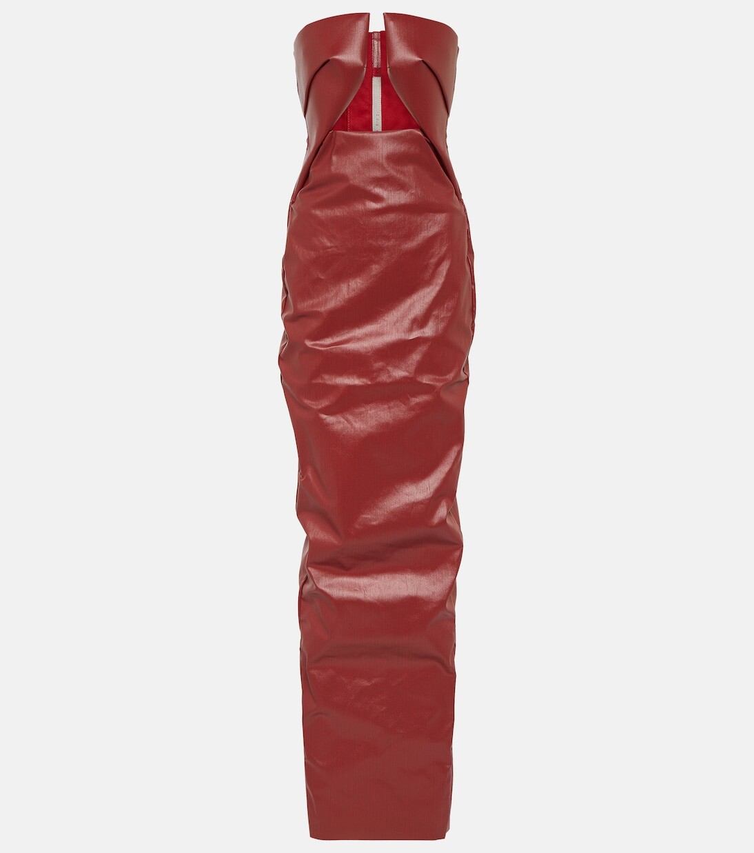 

Джинсовое платье с вырезом prong и покрытием Rick Owens, красный