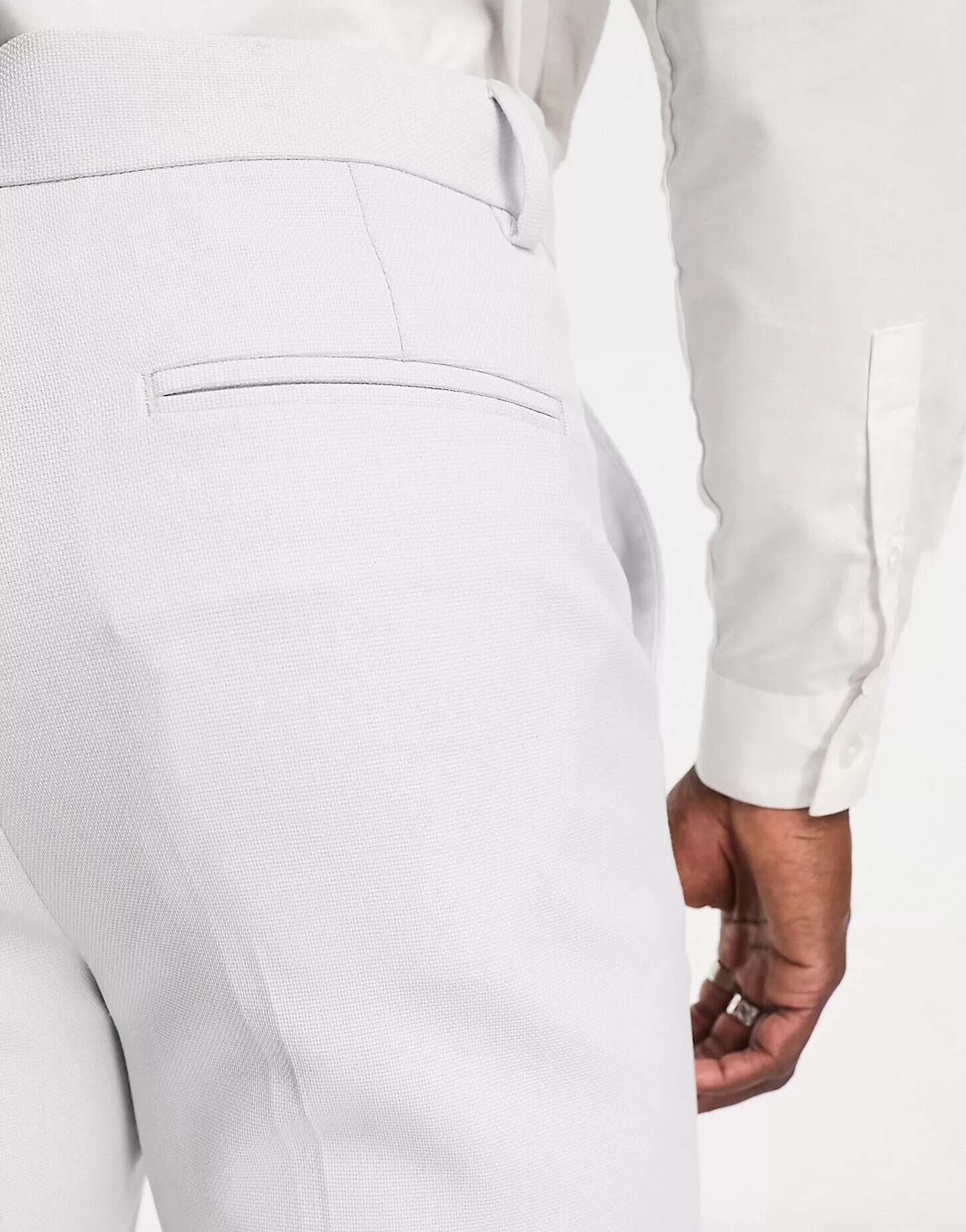 Прямые костюмные брюки ледяного серого цвета с микротекстурой ASOS