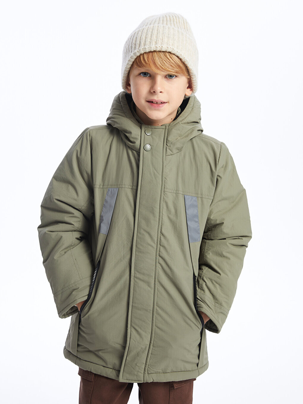 

Пальто с капюшоном для мальчика LCW Kids, светлый хаки