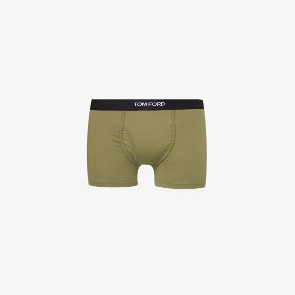 

Боксеры из эластичного хлопка с логотипом на поясе Tom Ford, цвет dark sage