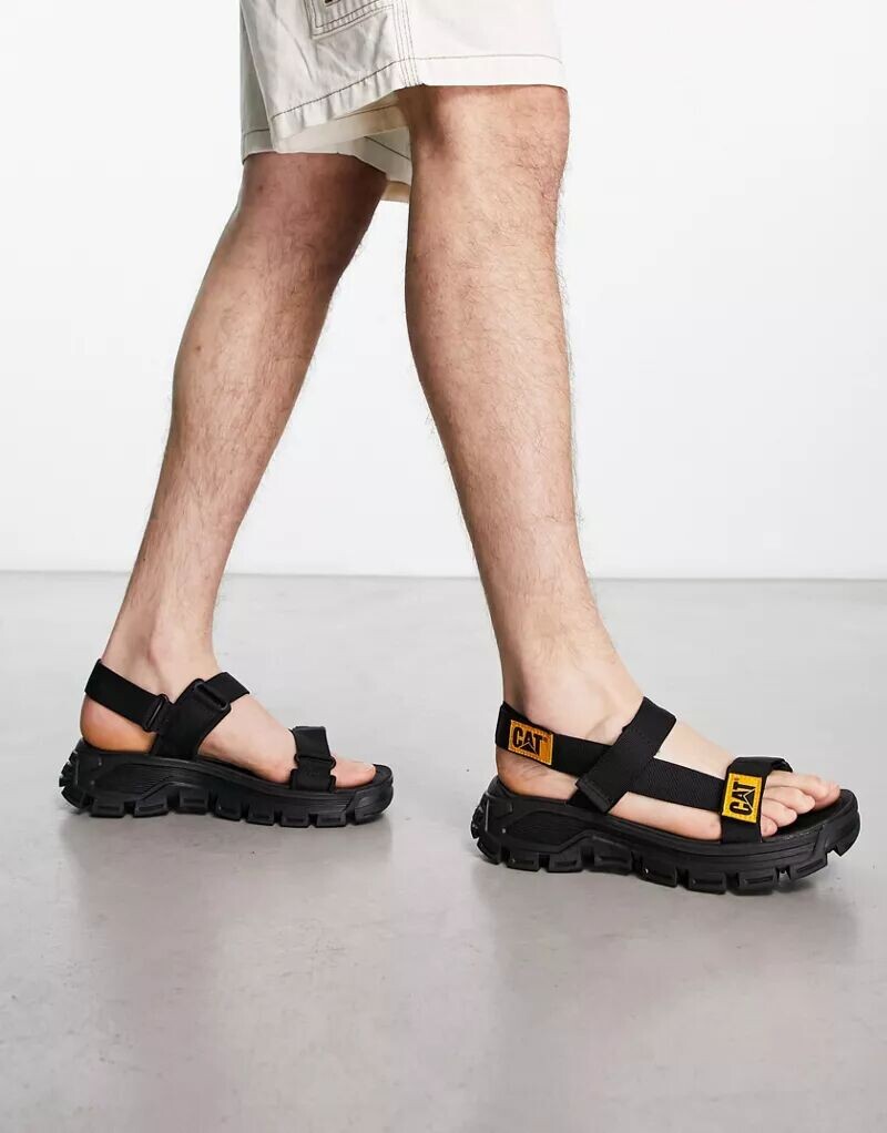 

Эффектные сандалии CAT Progressor из черной ткани на толстой подошве Cat Footwear