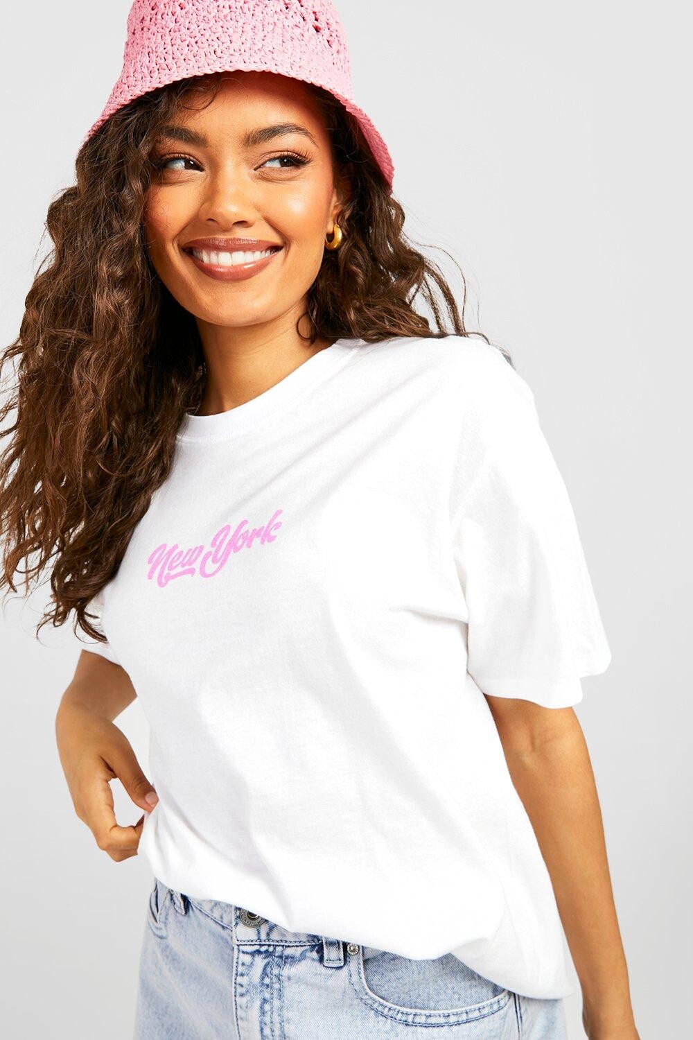 

Футболка с сценарем нью-йорка Boohoo, белый
