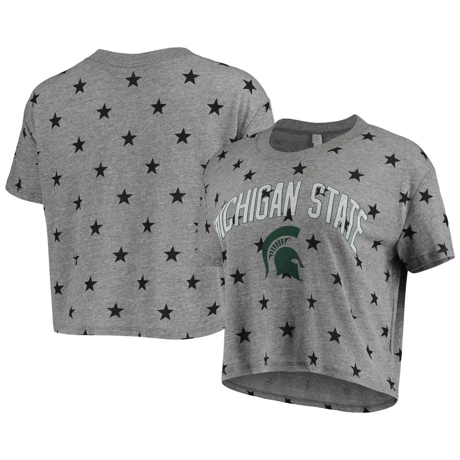 

Женская альтернативная одежда серая укороченная футболка Tri-Blend Michigan State Spartans Headliner Stars
