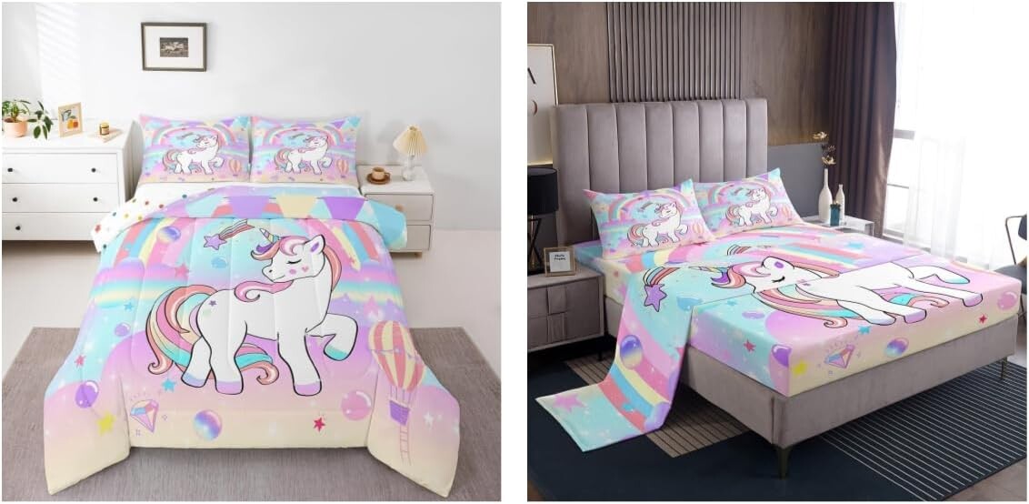 

Комплект одеял Erosebridal Unicorn и простыни двойного размера