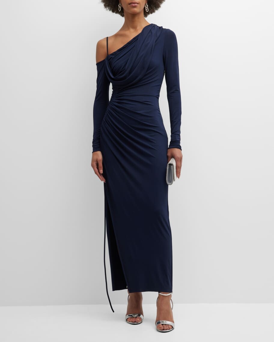 

Платье миди из джерси на одно плечо с рюшами Jason Wu Collection