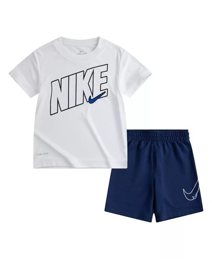 

Комплект из комфортной футболки и шорт Dry-Fit Little Boys, 2 предмета Nike, синий
