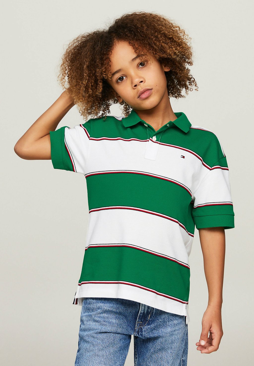 

Рубашка-поло GLOBAL RUGBY STRIPE Tommy Hilfiger, цвет white green stripe