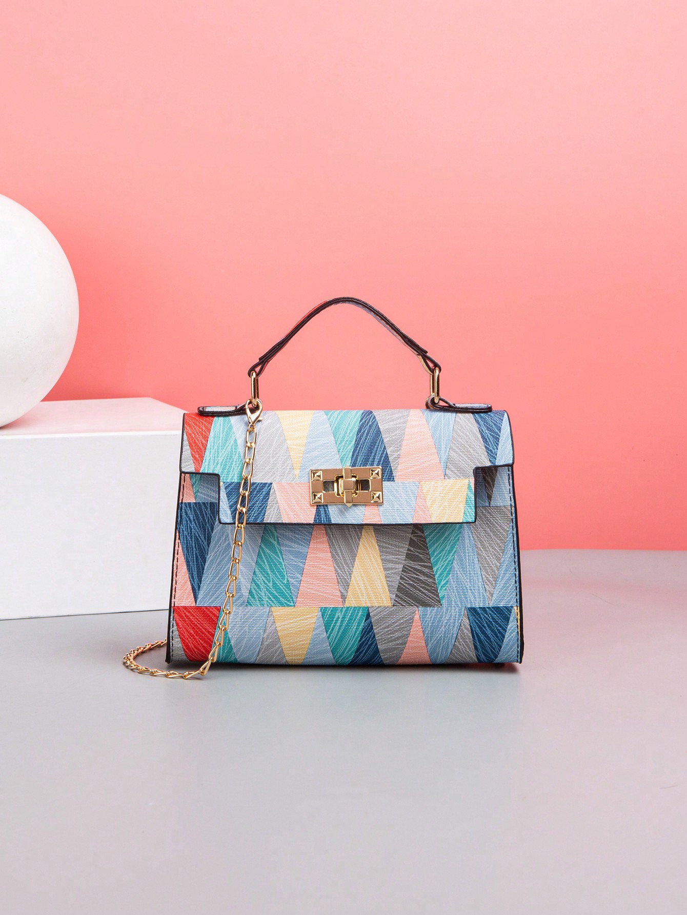 Маленькая квадратная сумка через плечо с цепочным ремешком и модной сумочкой с принтом, синий маленькая квадратная сумка через плечо с цепочным ремешком и модной сумочкой с принтом многоцветный