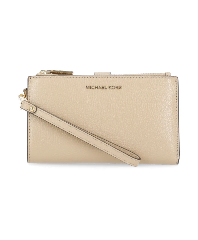 

Кожаный клатч с карманами Michael Kors, бежевый