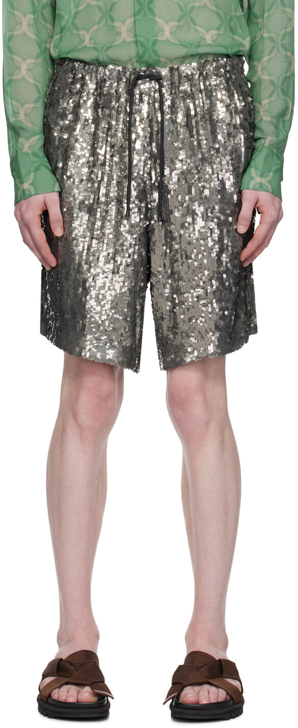 

Серебряные шорты с украшением Dries Van Noten