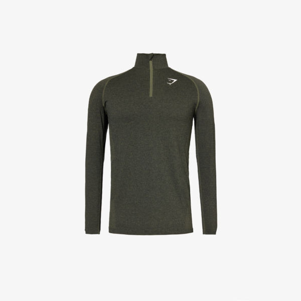 

Тканый топ с молнией до четверти с логотипом vital Gymshark, черный