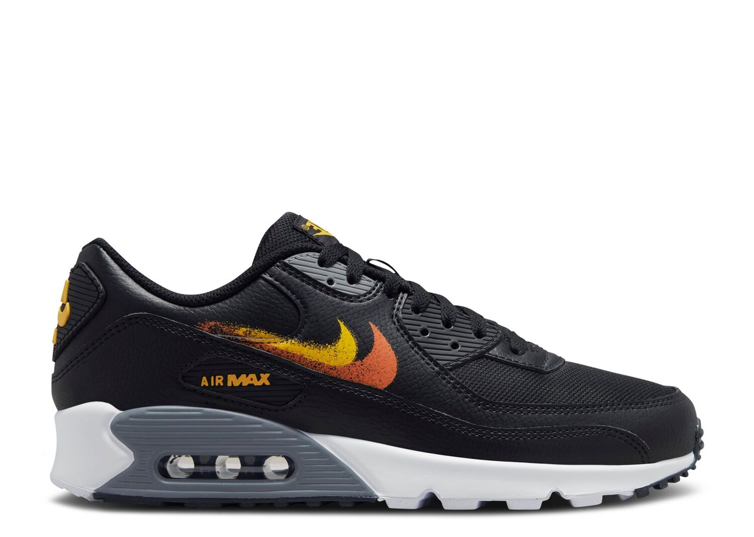 

Кроссовки Nike Air Max 90 'Spray Paint Swoosh - Black Gold Orange', черный