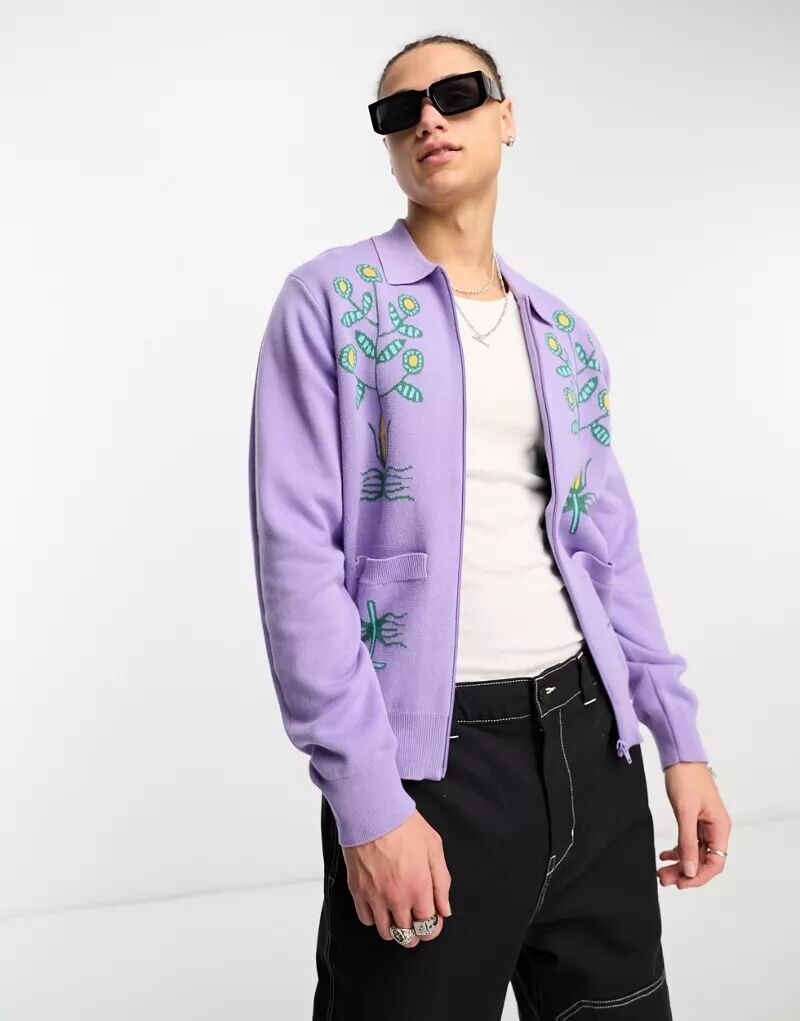 

Фиолетовый кардиган на молнии Obey Toten