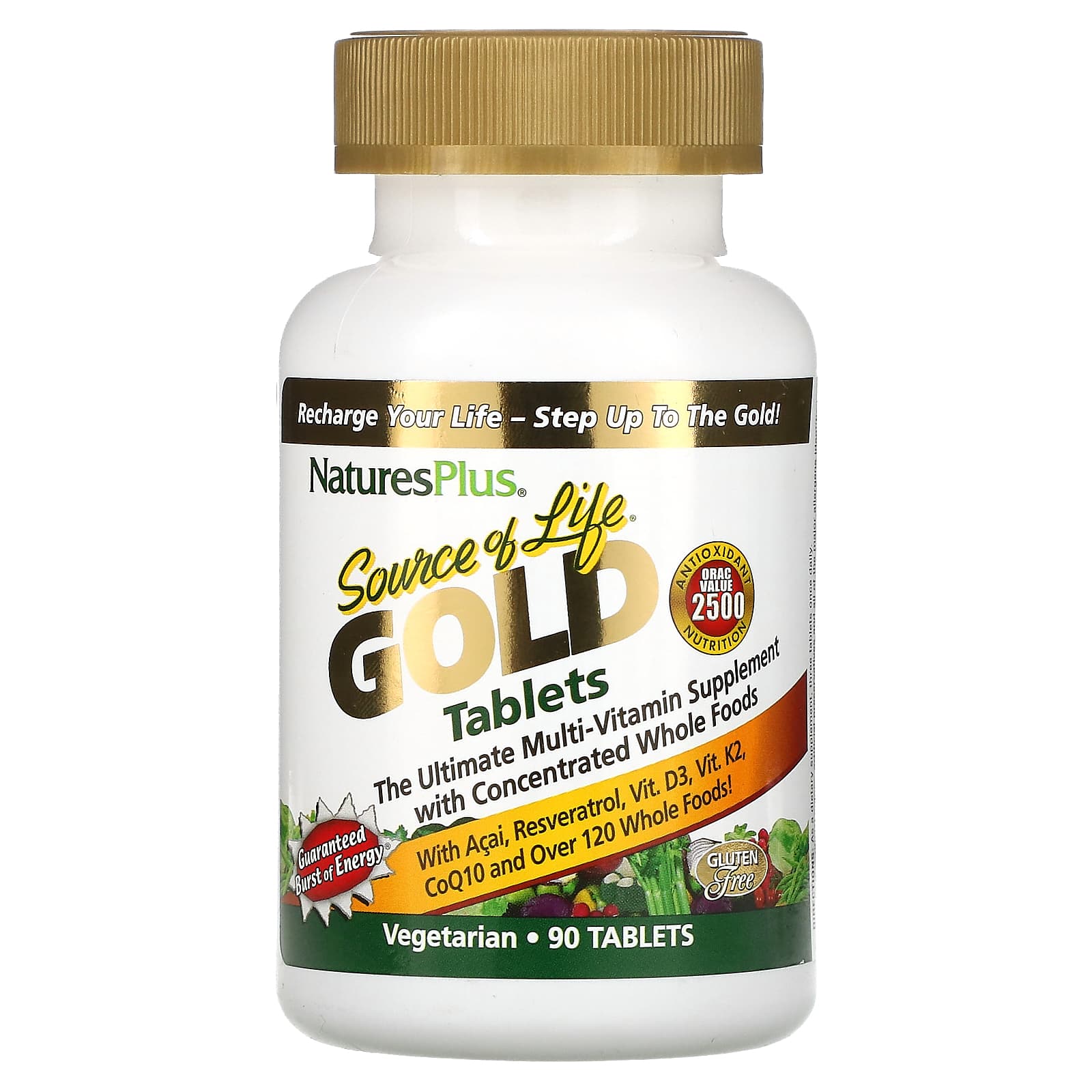 

Source of Life Gold, The Ultimate Multi-Vitamin Supplement, 90 таблеток, NaturesPlus