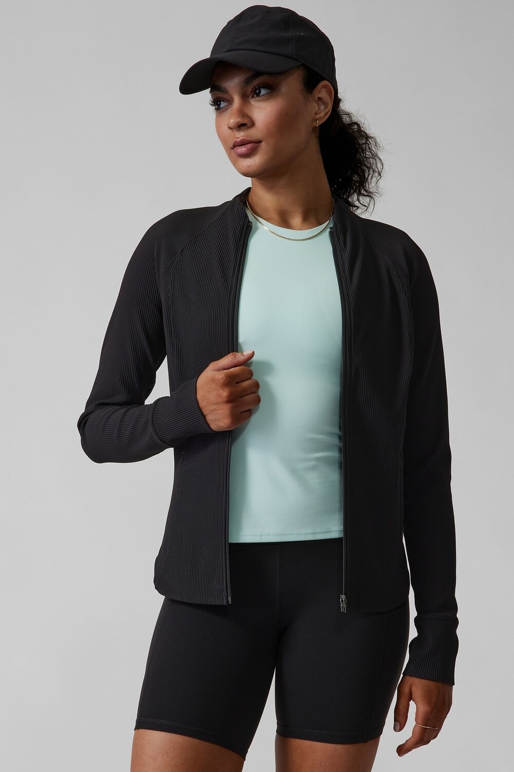 

Толстовка в рубчик на молнии Athleta, черный
