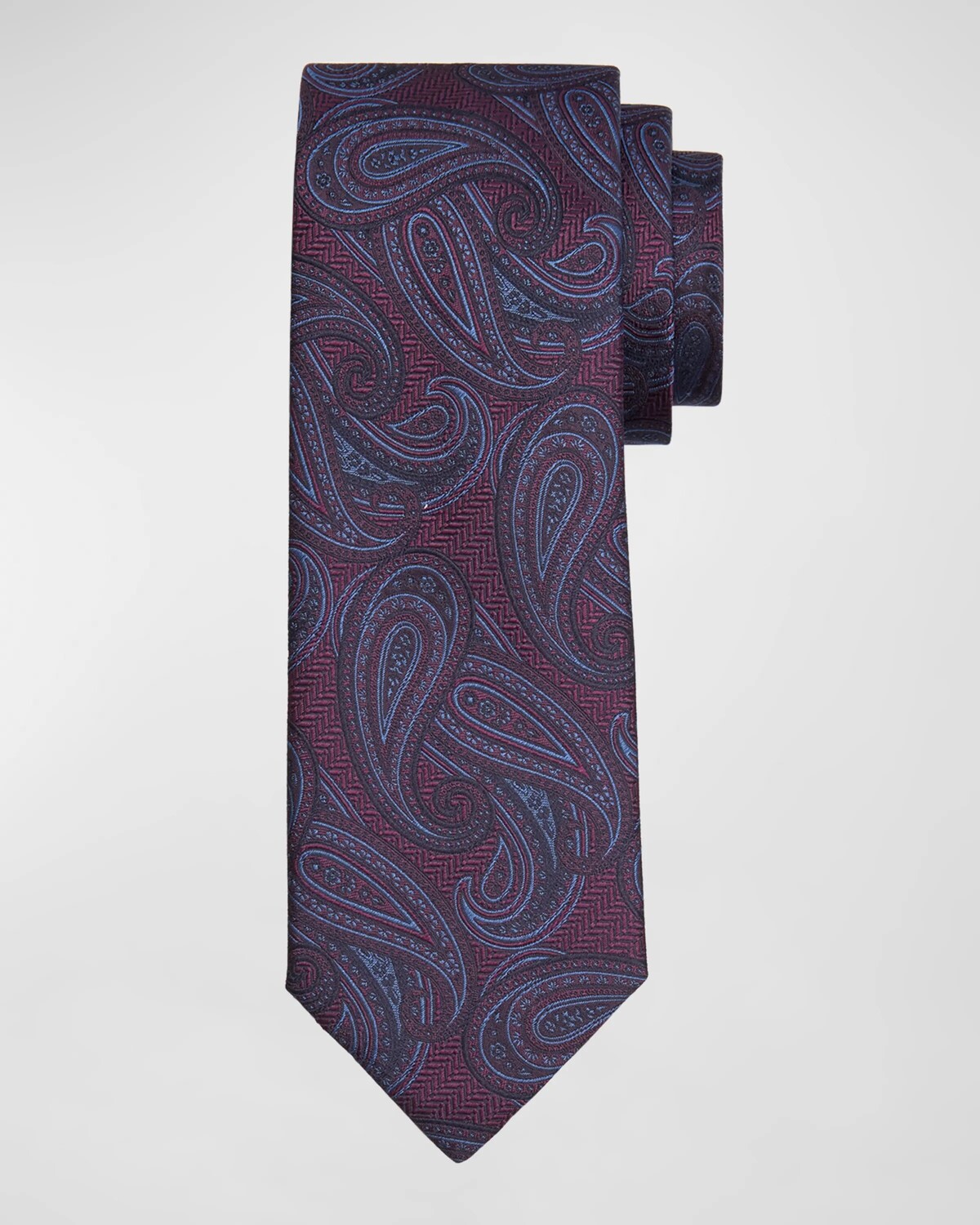 

Мужской шелковый галстук с пейсли Canali, цвет Dark Red