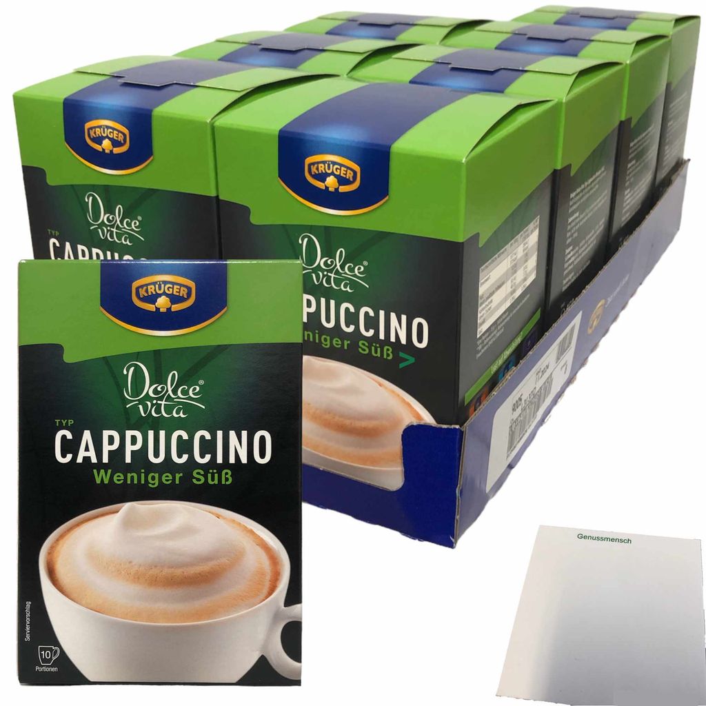 

Krüger Cappuccino Dolce Vita менее сладкий упаковка 8 шт. (порционные пакеты 80x15 г) + блок usy