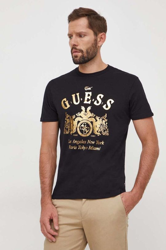 

Хлопковая футболка Guess, черный