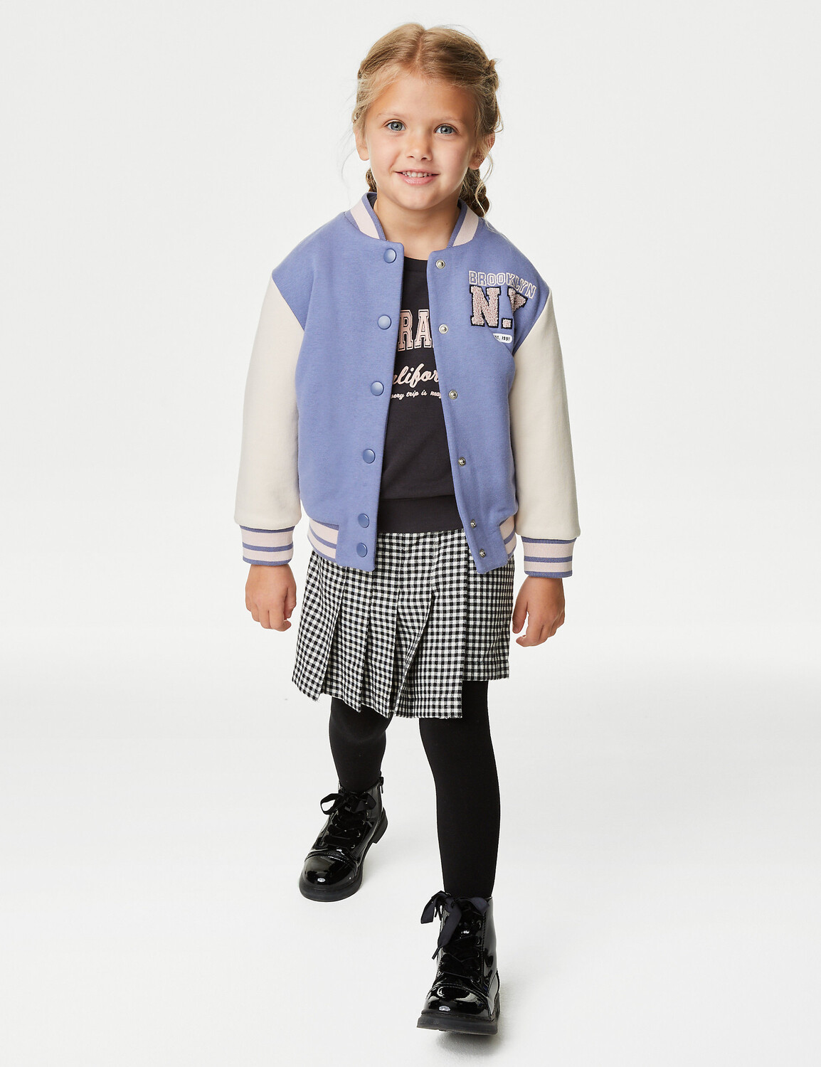 

Юбка в мелкую клетку из богатого хлопка и колготки (2–8 лет) Marks & Spencer