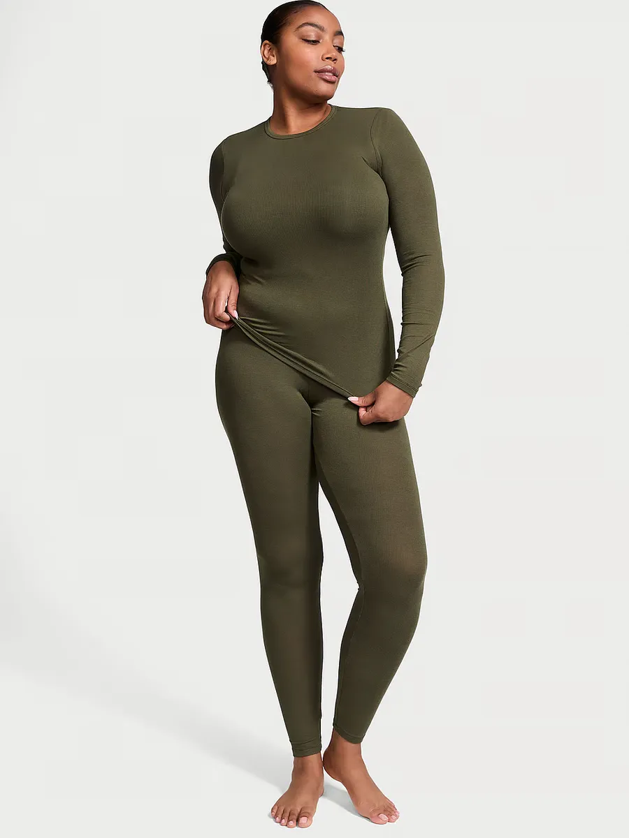

Топ и леггинсы из модала с длинными рукавами в рубчик Victoria'S Secret, цвет Casual Olive