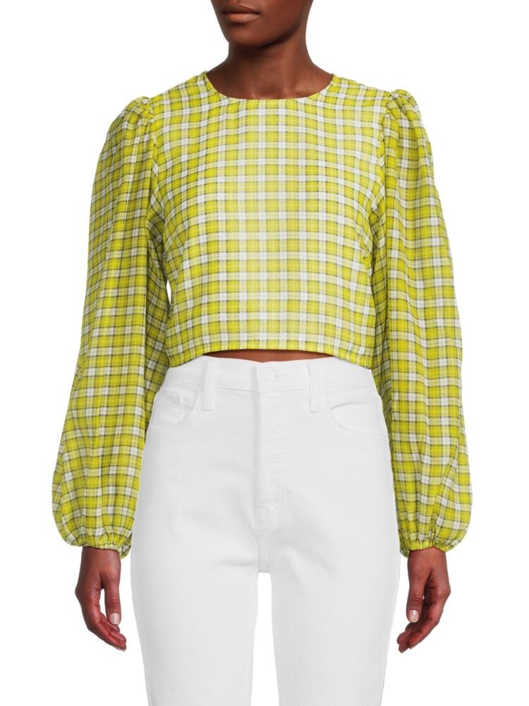 

Укороченный топ в клетку Ganni, цвет Yellow White