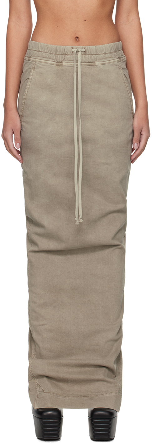 цена Кремового цвета Джинсовая макси-юбка со столбиками без застежки Rick Owens Drkshdw