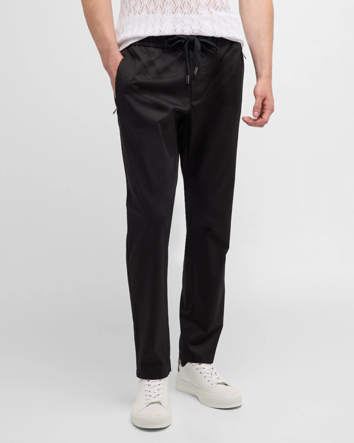 

Мужские брюки из эластичного хлопка с завязками Dolce&Gabbana, цвет Black