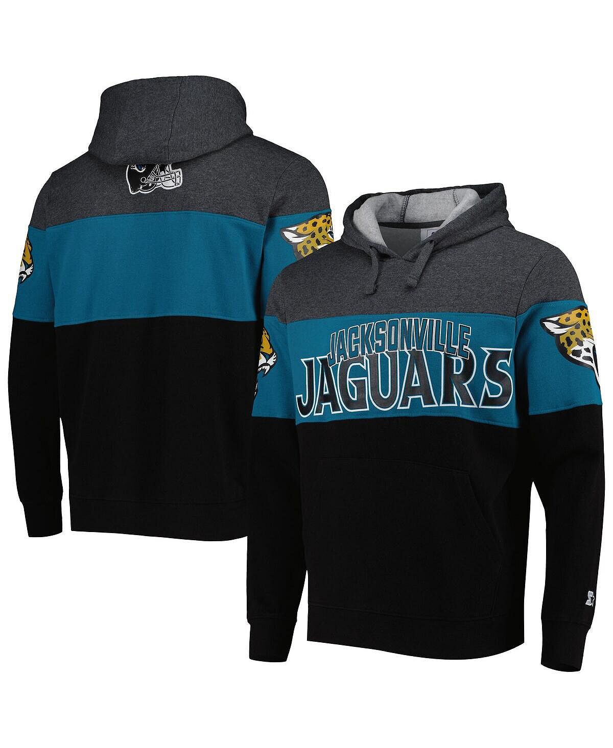

Мужская черная, серо-хизеровая толстовка с капюшоном Jacksonville Jaguars Extreme Pullover Starter
