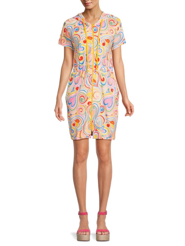 

Платье с капюшоном и принтом Swirl Heart Love Moschino, цвет Multicolor