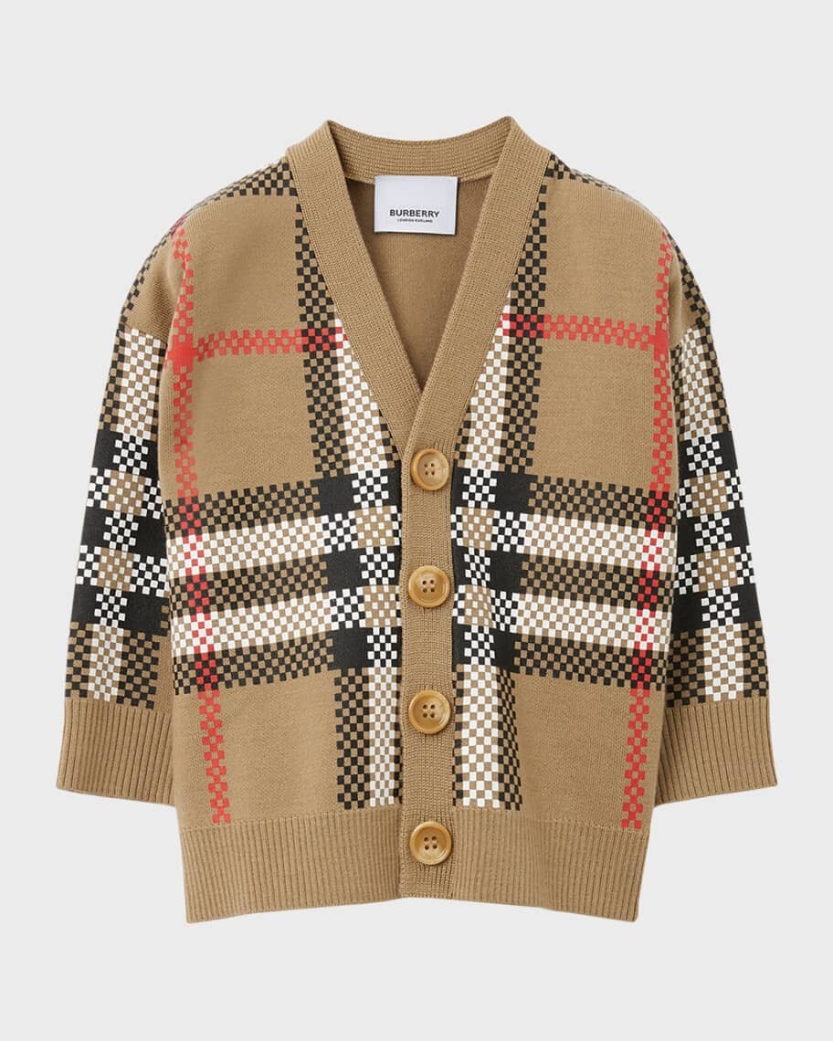 

Шерстяной свитер Johnny в клетку для мальчиков, размер 6M-2 Burberry