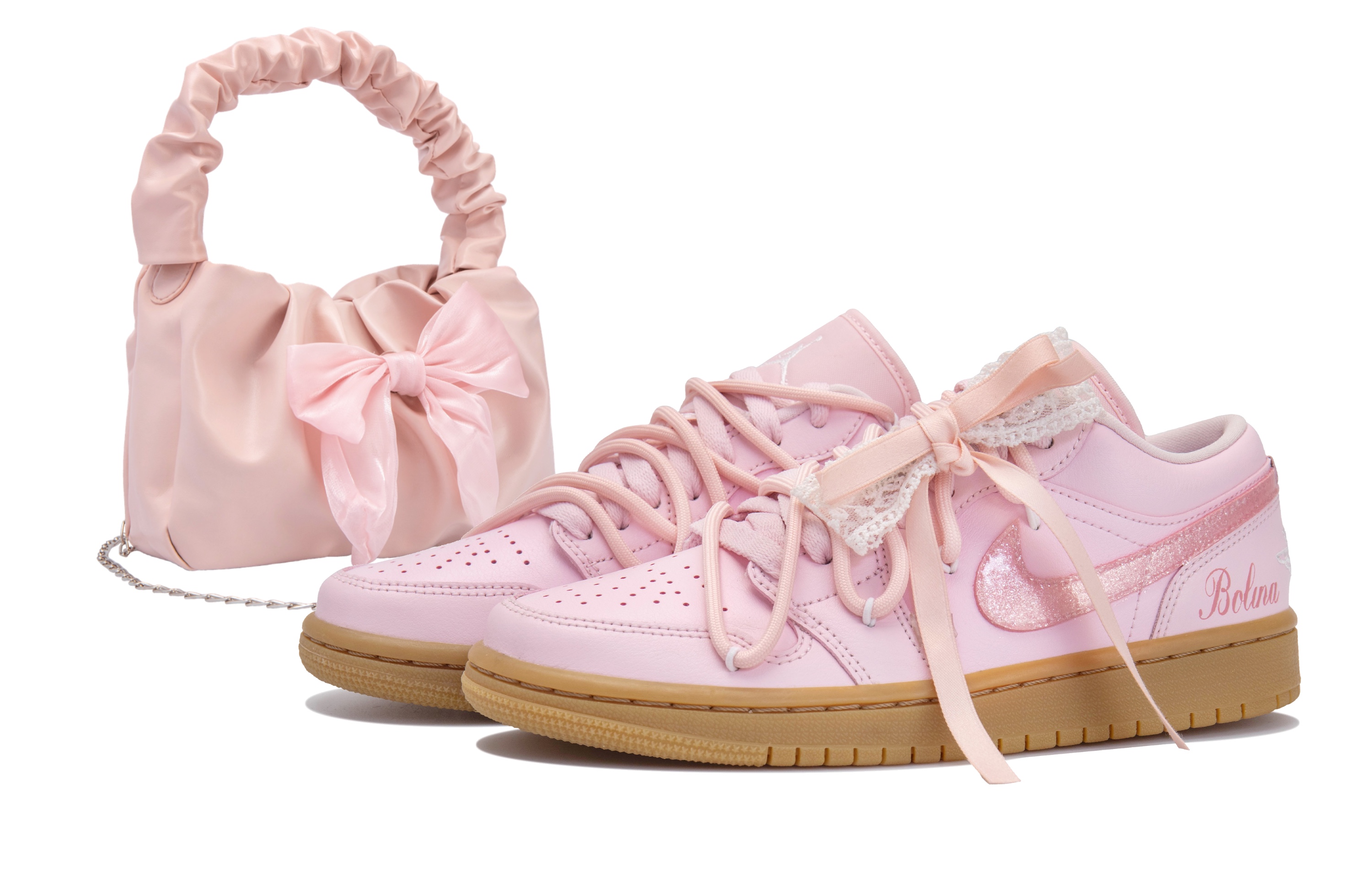 

Кроссовки Air Jordan 1 Vintage Basketball Shoes Women's Low-top Pink, розовый