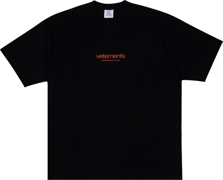 Футболка Vetements Urban Logo 'Black', черный