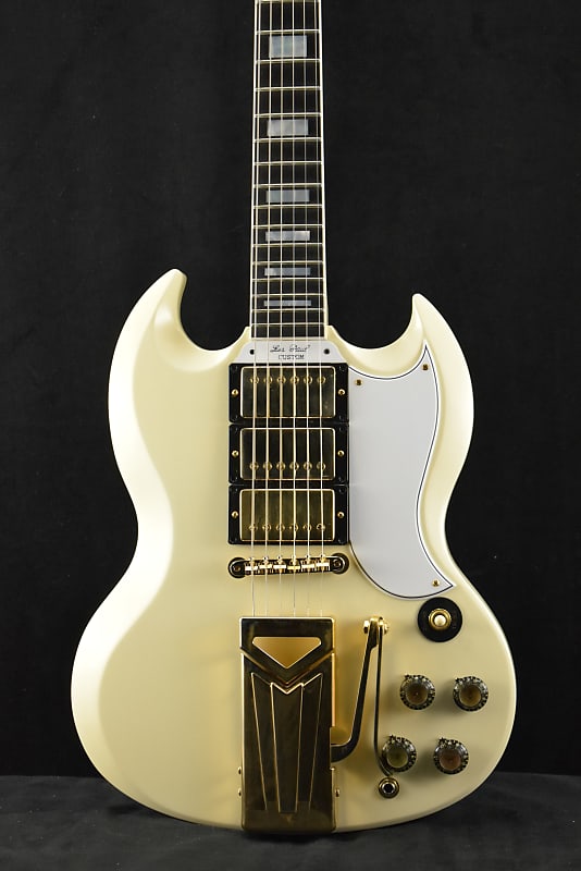 цена Электрогитара Gibson Custom Shop 60th Anniversary 1961 Les Paul SG Custom With Sideways Vibrola Polaris White