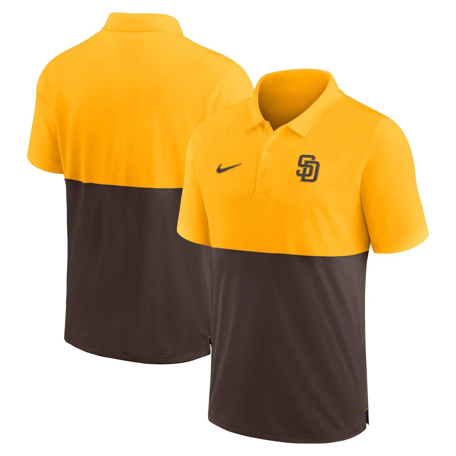 Мужская полосатая рубашка-поло San Diego Padres Team золотистого/коричневого цвета Nike