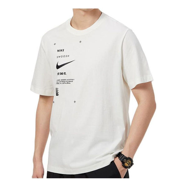 Футболка Men's Nike Solid Color Logo Round Neck Short Sleeve White T-Shirt, мультиколор футболка men s nike solid color cotton round neck short sleeve gray t shirt aj1159 063 серый