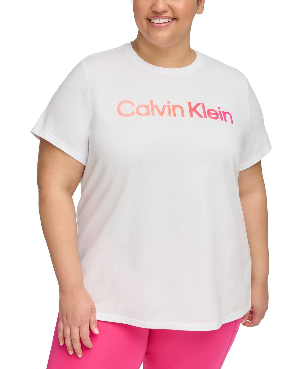 

Хлопковая футболка больших размеров с логотипом омбре Calvin Klein