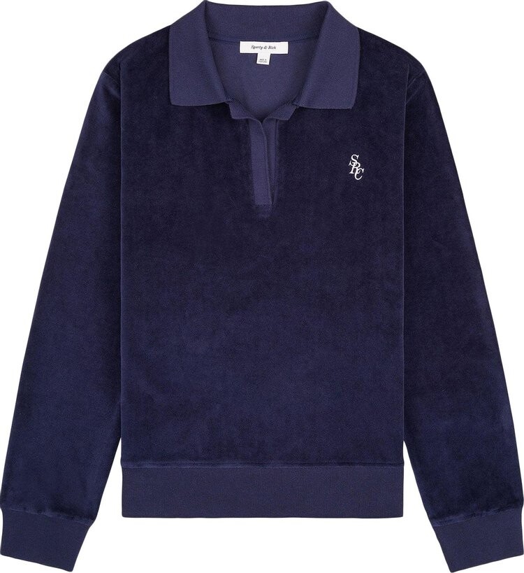 

Поло Sporty & Rich SRC Velvet Long-Sleeve 'Navy', синий