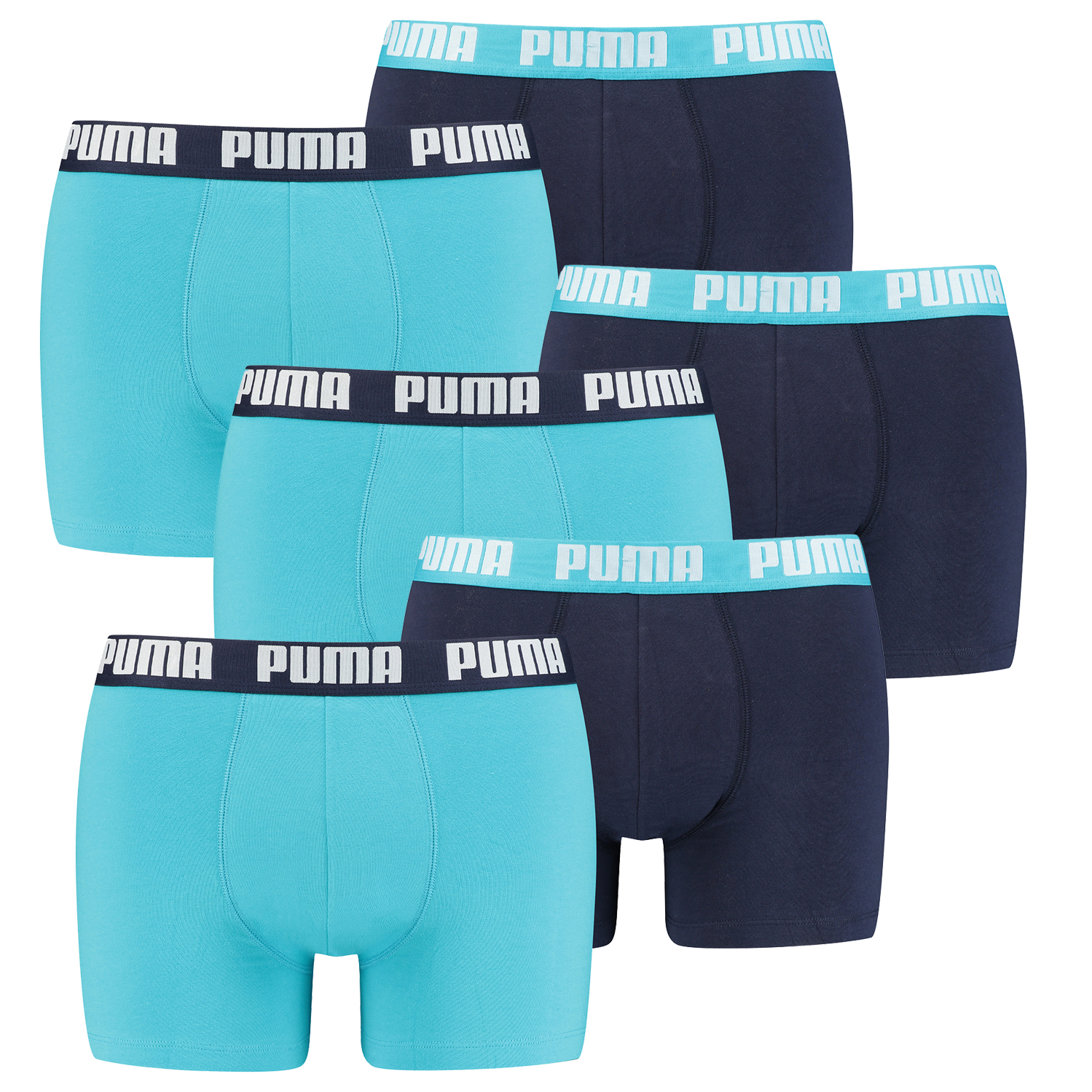 цена Боксеры Puma Boxershorts PUMA BASIC BOXER 6P, цвет 796 - Aqua / Blue